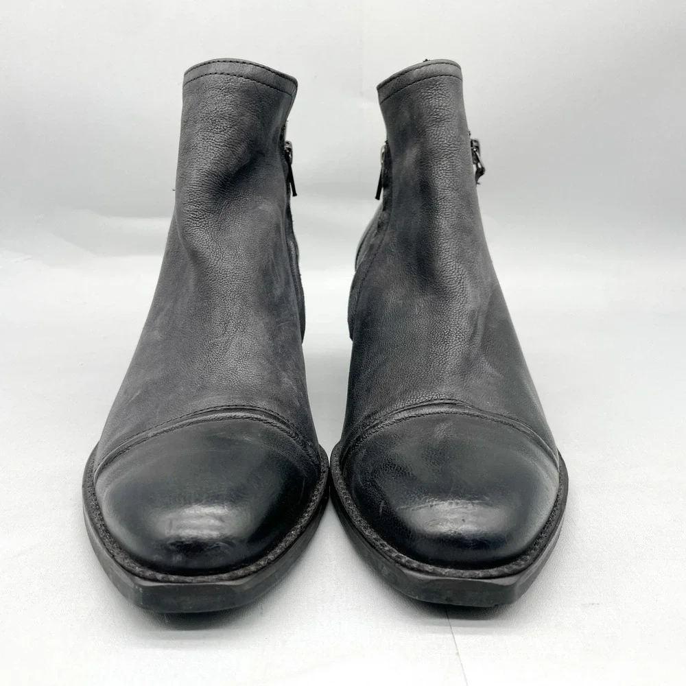 Paul Green Womens UK 7.5/ 10 Diandra Boots Black Leather Cap Toe Heel Booties